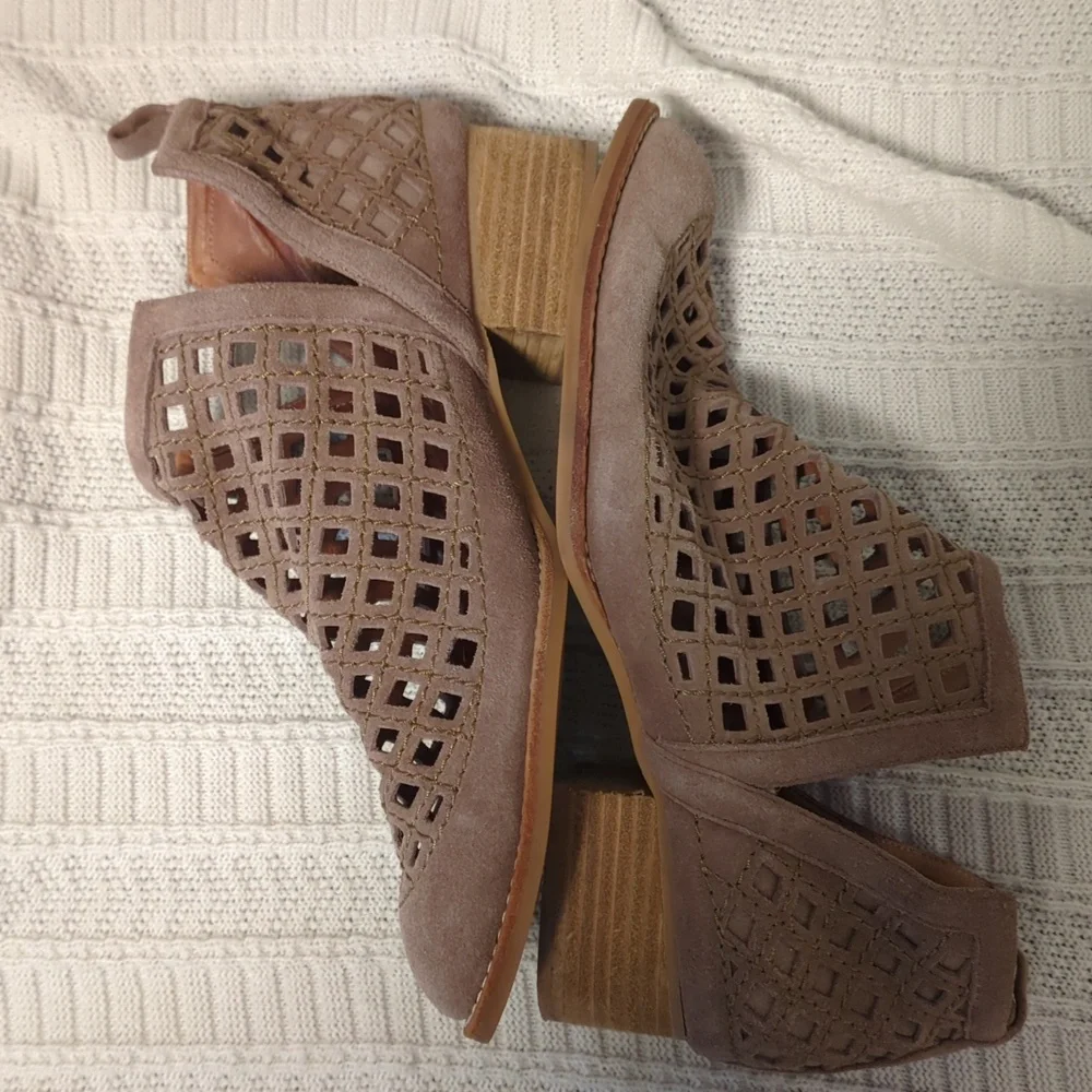 Jeffrey Campbell Taggart Suede Cutout Booties Wooden Block Heel